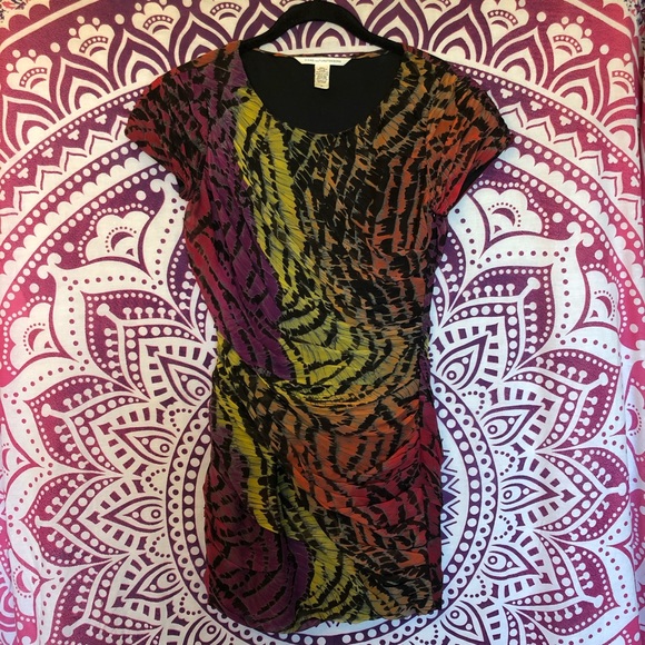 DVF Rainbow Erosa Animal Print Mini Dress 4 Small - Picture 3 of 6